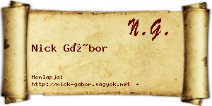 Nick Gábor névjegykártya